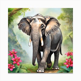 Elephant In The Jungle Canvas Print