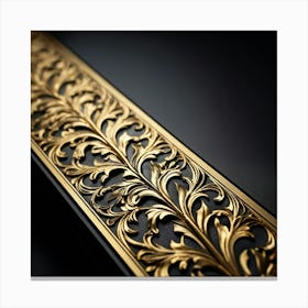 Bright Gold Metallic Border Smooth Texture Intricate Filigree Patterns Glinting Under Soft Diffu (3) Canvas Print