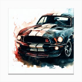 Mustang Shelby Watercolor Painting 1 Canvas Print