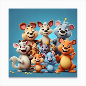 Family Of Cartoon Animals Canvas Print