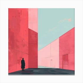 Person - Red Building Canvas Print