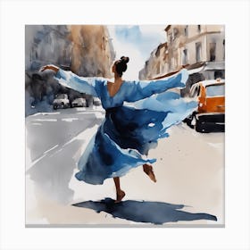 Dancer In Blue Dress 1 Canvas Print