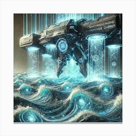 Cascade Sovereignty Scifi Tempest Tide Carrier Drones Canvas Print