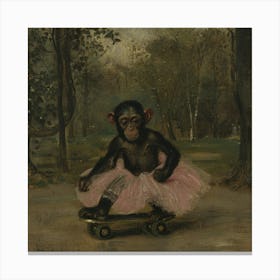 Chimpanzee On A Skateboard Canvas Print