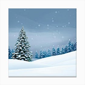 A Serene Winter Landscape Under A Subdued Grey Sky Snow Blankets A Fir Tree Frost Glistens On Surr (5) Canvas Print