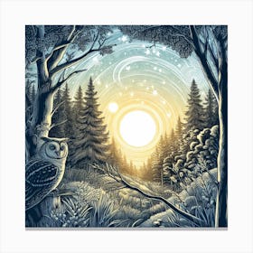 Owl In The Forest 10 Canvas Print