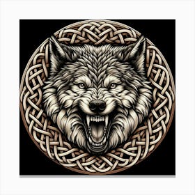 Wolf Head In Celtic Pattern Canvas Print