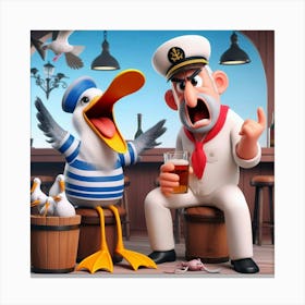 Sailor And The Pelican Canvas Print