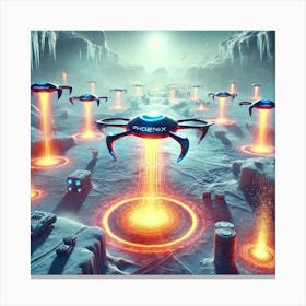 A Futuristic Sci Fi Depiction Of Phoenix Drones Heatwave Pulse Canvas Print