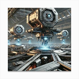 A Close Up Futuristic Scene Showing The Reinforcem Canvas Print