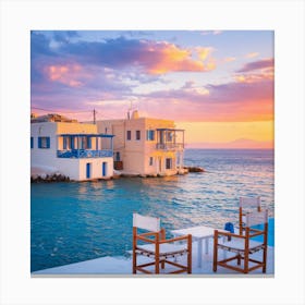 Mykonos Ocean view sunset 1 Canvas Print