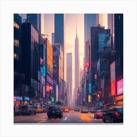 New York City At Dusk 1 Canvas Print