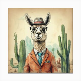 Llama In A Suit 1 Canvas Print