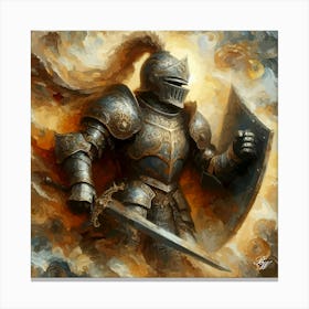 Knight In Full Battle Armor Canvas Print