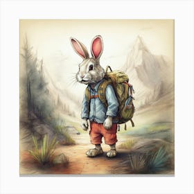 Rabbit With Backpack 1 Canvas Print