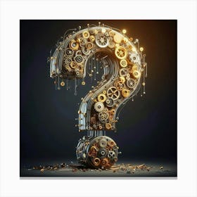 Question Mark With Gears Canvas Print