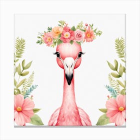 Floral Baby Flamingo Nursery Illustration (19) Canvas Print