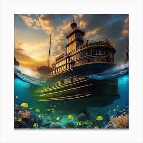 Ship In The Sea Canvas Print