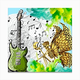 Guitar And A Butterfly  Canvas Print