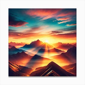 Sunrise Inspiration Wall Art A Stunning Mountain View With Motivational Quote For Uplifting Home Or Office Decor Print Art Canvas Print