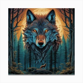 Wolf In The Woods 34 Canvas Print