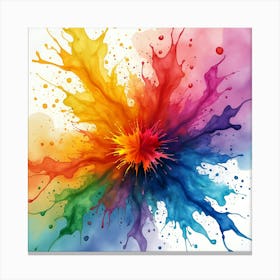 Vibrant watercolour splashe, a dynamic explosion of vivid colors Canvas Print