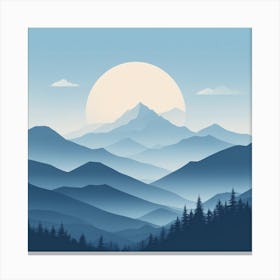 Misty mountains background in blue tone 87 Canvas Print