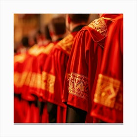 Priests In Red Robes Canvas Print