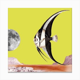 Plenty Of Fish In The Sea Yellow Square Canvas Print