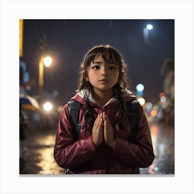 Girl In The Rain Canvas Print