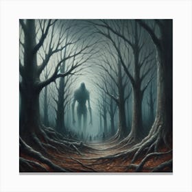 The menacing creature lurked silently in the forest. Canvas Print