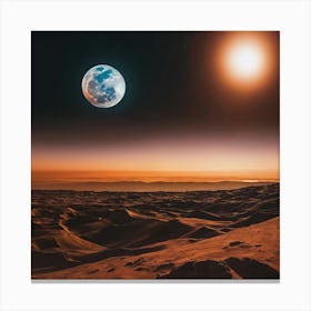 Moon Over Desert Canvas Print