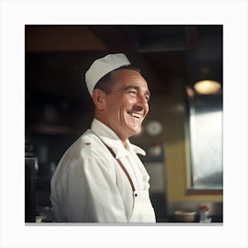 Vintage diner chef in kitchen Canvas Print