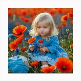 Little Girl In A Field Of Poppies 1 Canvas Print