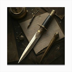 Knife On A Table Canvas Print