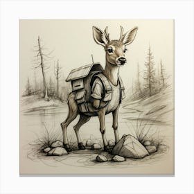 Deer With Backpack 1 Canvas Print