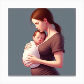 Pregnant Woman Holding Baby Canvas Print