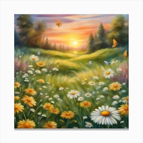 Sunset In The Meadow Canvas Print