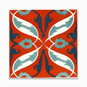 Red And Green Ornamental Tile From The Afghan Boundary Commission Canvas Print