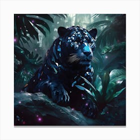 Bejewelled Black panther love, wild and free. Sitting with pride in the jungle, glistening away. Canvas Print