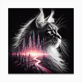 Maine Coon cat silhouette Canvas Print