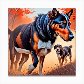 Two Dogs In The Woods 1 Canvas Print