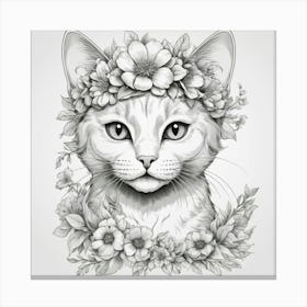 Cat In Flower Crown Canvas Print