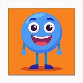 Happy Blue Circle Character Canvas Print