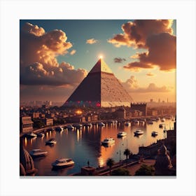 Egyptian Pyramid At Sunset Canvas Print