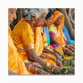 Women In Saris 3 Canvas Print