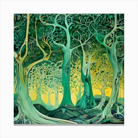 Trees Forest Mystical Forest Nature Junk Journal Scrapbooking Background Landscape Canvas Print