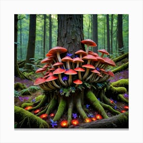 Firework of Mushrooms In The Forest Canvas Print