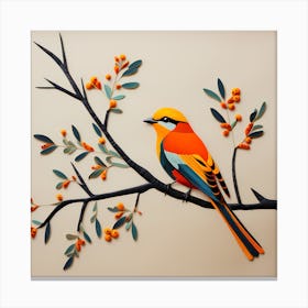 Peruvian Textile Art, Bird On a Branch, folk art, 130 Canvas Print