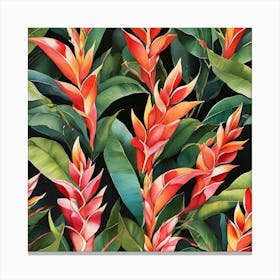 Flower Motif Painting Heliconia Art Print 1 Canvas Print